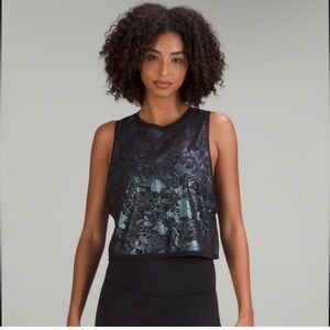 Lululemon Muscle Love Tank Top Shine Logo Flourish Black Iridescent Foil